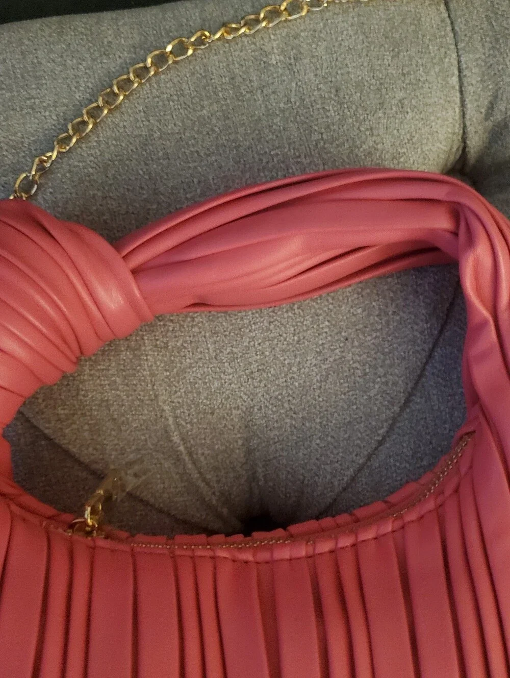 Urban Expressions Stylish Pink Pleated Vegan Leather Knot-Handle Mini Hobo Bag